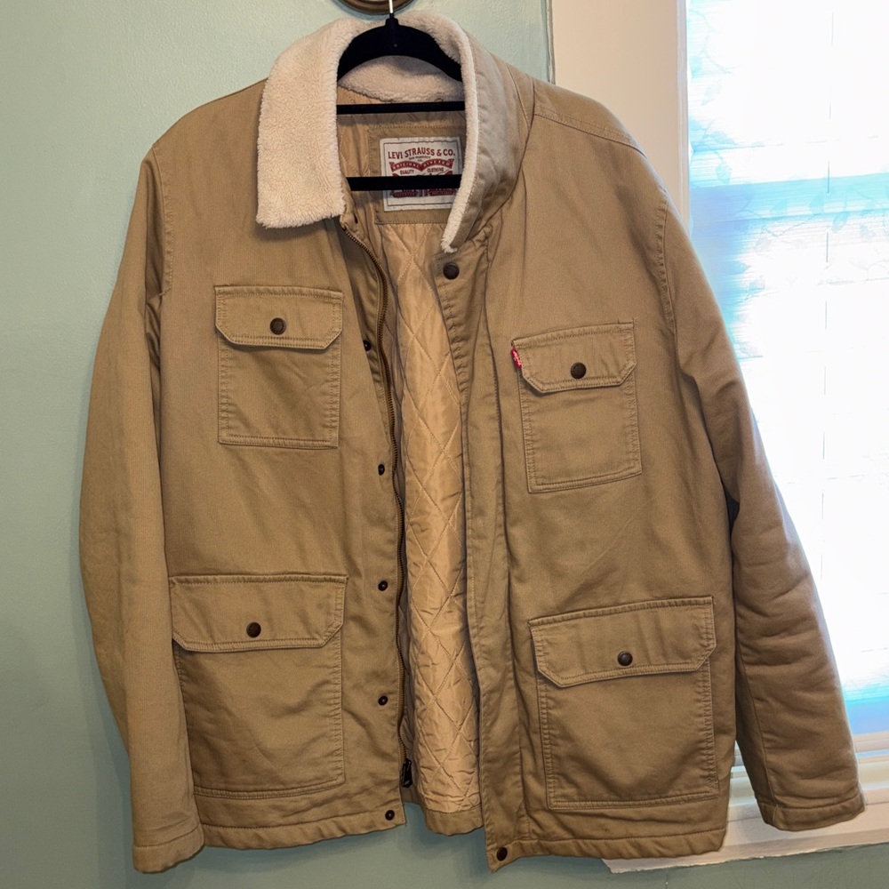 Levi’s Sherpa Canvas Barn Jacket Men’s XL Tan Workwear Chore Coat
